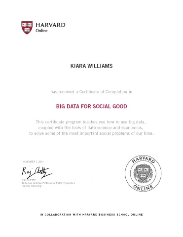 Big Data for Social Good Certificate