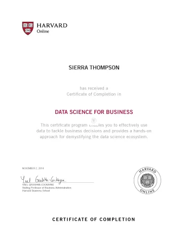 Data Science for Business Certificate
