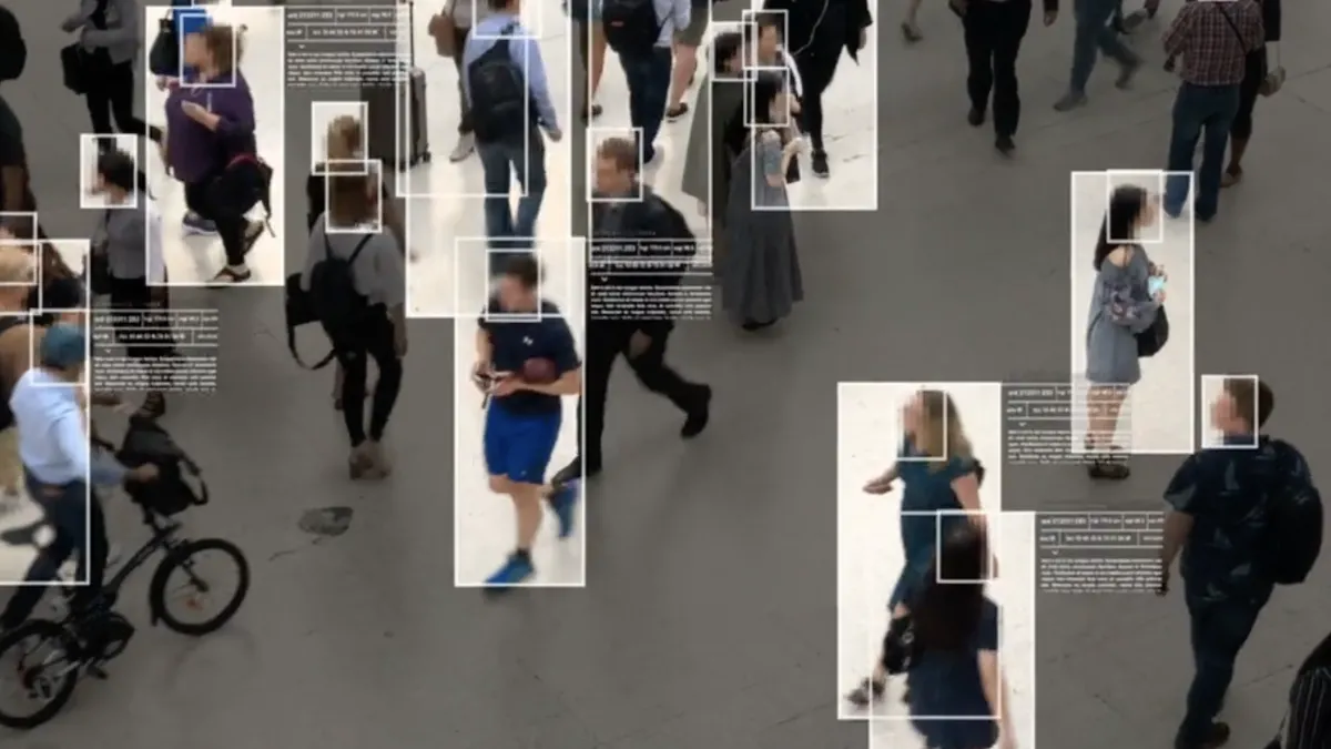 People on the street with surveillance data
