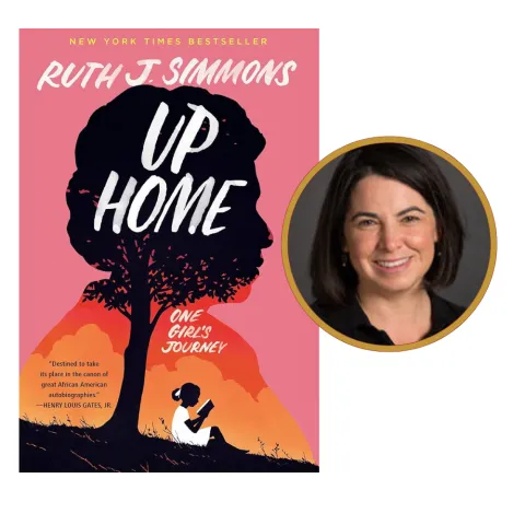 Image of staff member April Opoliner and her book recommendation, Up Home. 